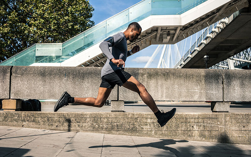 A man runs to improve basic endurance
