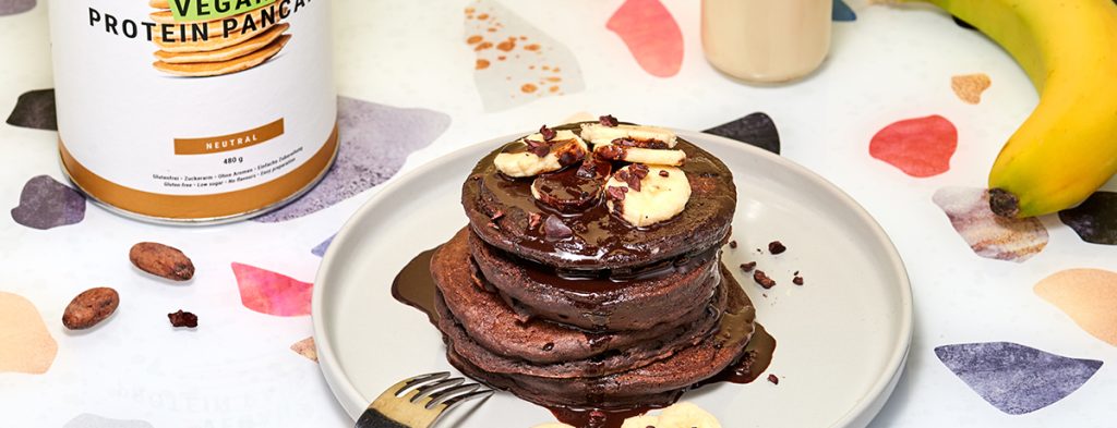 Vegan Chocolate Protein Pancakes
