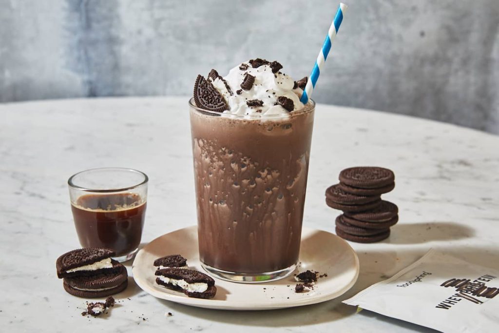 coffee cookies and cream protein shake